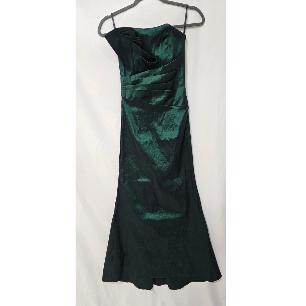 Vtg Jessica Mcclintock women 6 green formal strapless maxi dress gown glam